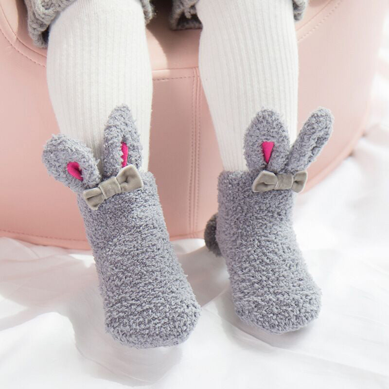 Autumn and winter coral velvet thickening plus velvet socks Grey 0 - Tophatter Daily Deals