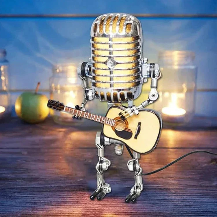 Microphone Robot Lamp Vintage Guitar Sculpture Fall 2025 - Tophatter Daily Deals