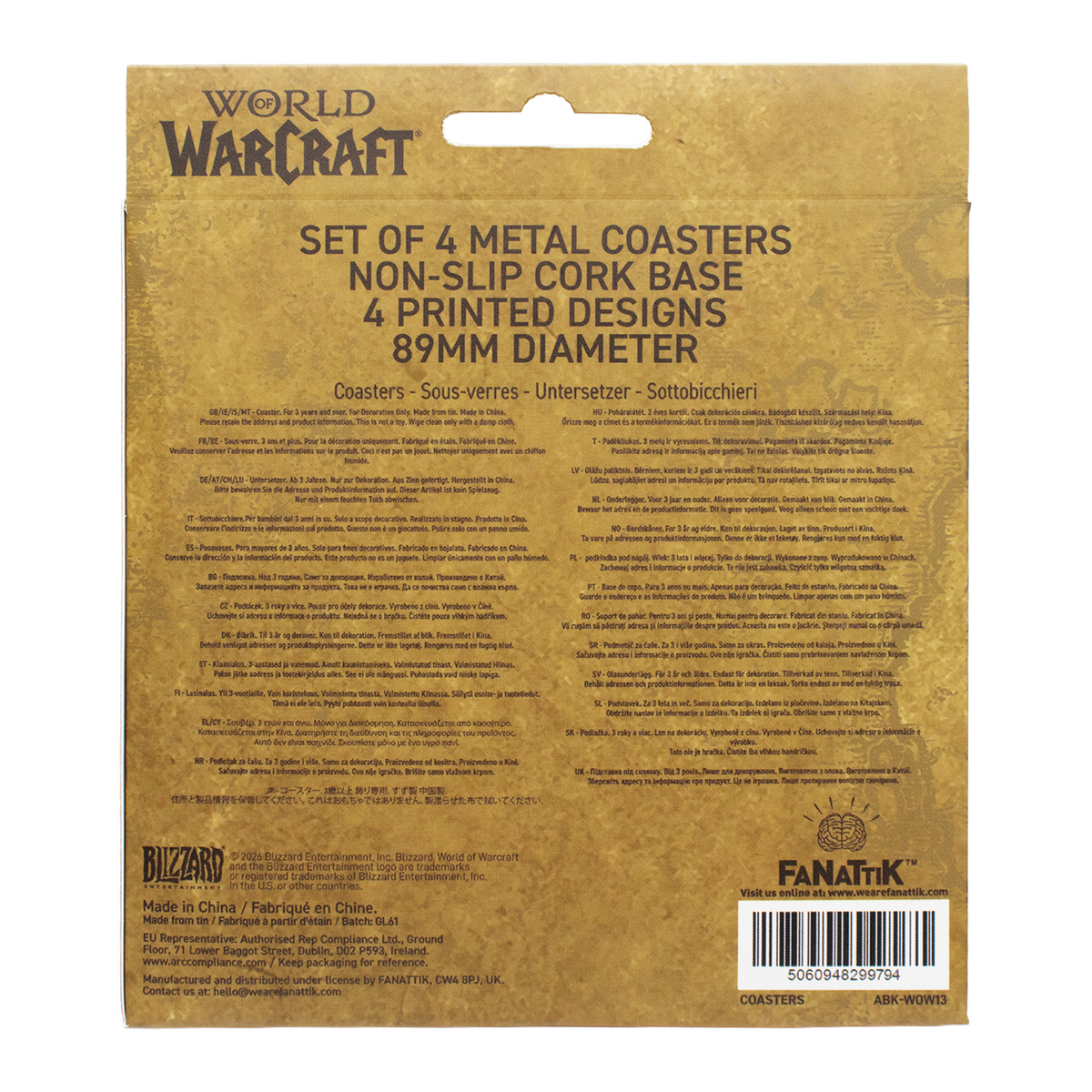 World of Warcraft - Set of Four Printed Metal Coasters Coaster - Tophatter Daily Deals