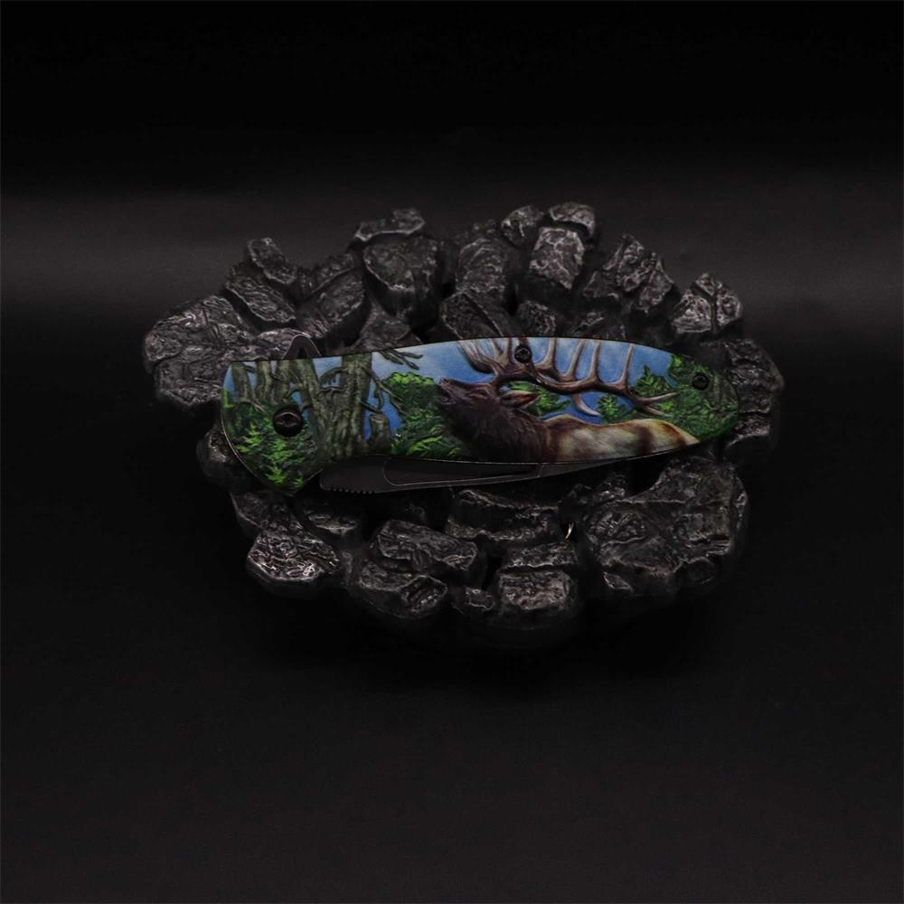 Male Deer Folding Knife Portable Camping Tool - Tophatter Daily Deals