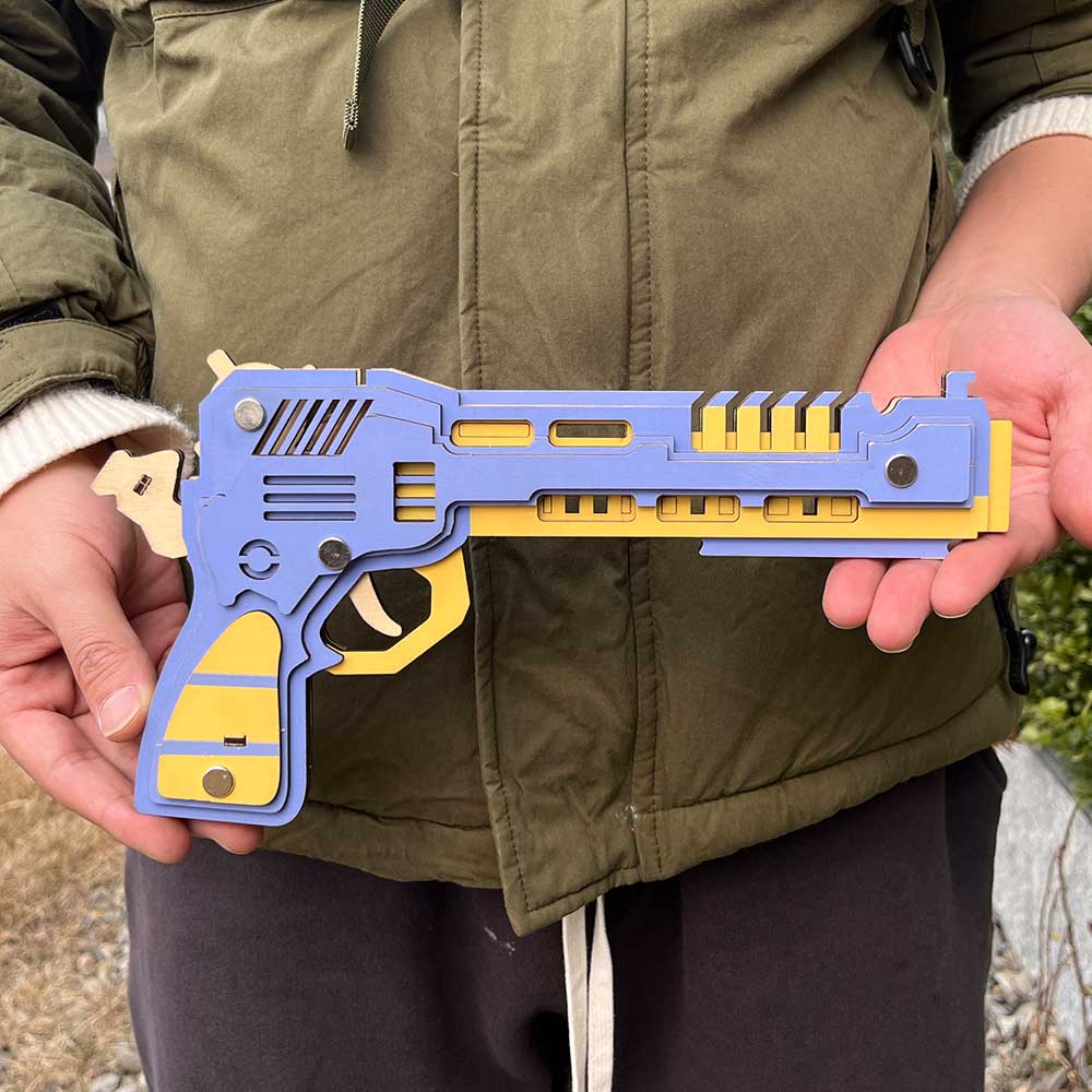 Battle Wolf 3D Gun Puzzle Wooden Rubber Band Gun Model Kit - Tophatter Daily Deals