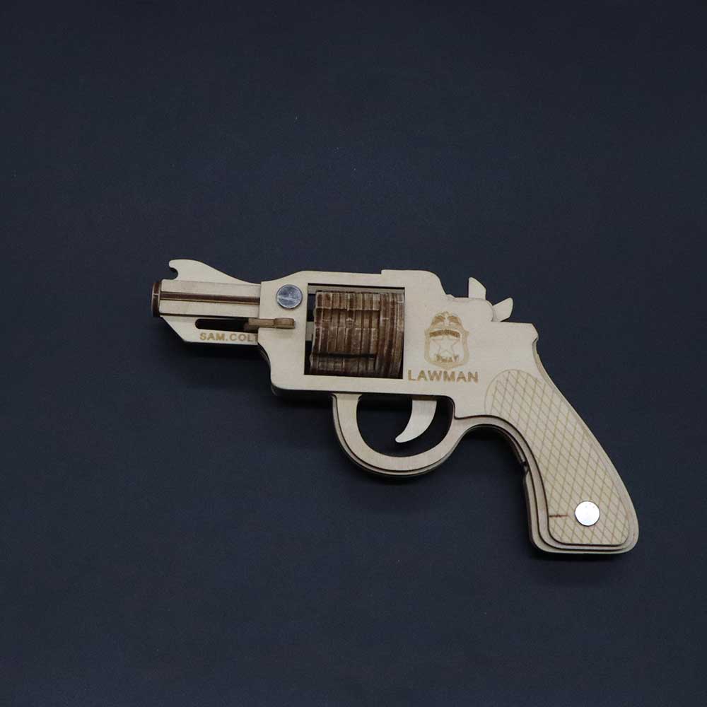 Assembled Colt Law Enforcement Officer Wooden Rubber Band Gun Model Kit - Tophatter Daily Deals