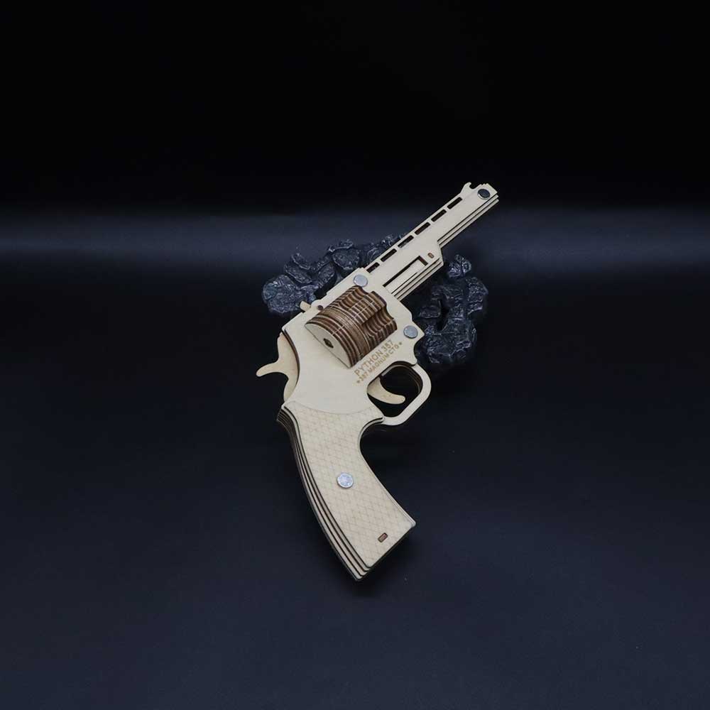 Assembled Revolver Wooden Rubber Band Gun Model Kit - Tophatter Daily Deals