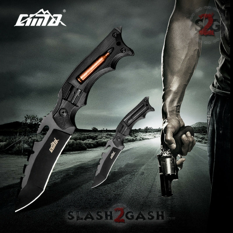 CIMA Bullet Tactical Knife! Outdoor Survival Hunting Knife, G10 Handle, AUS-8 Knife-Fixed - Tophatter Daily Deals