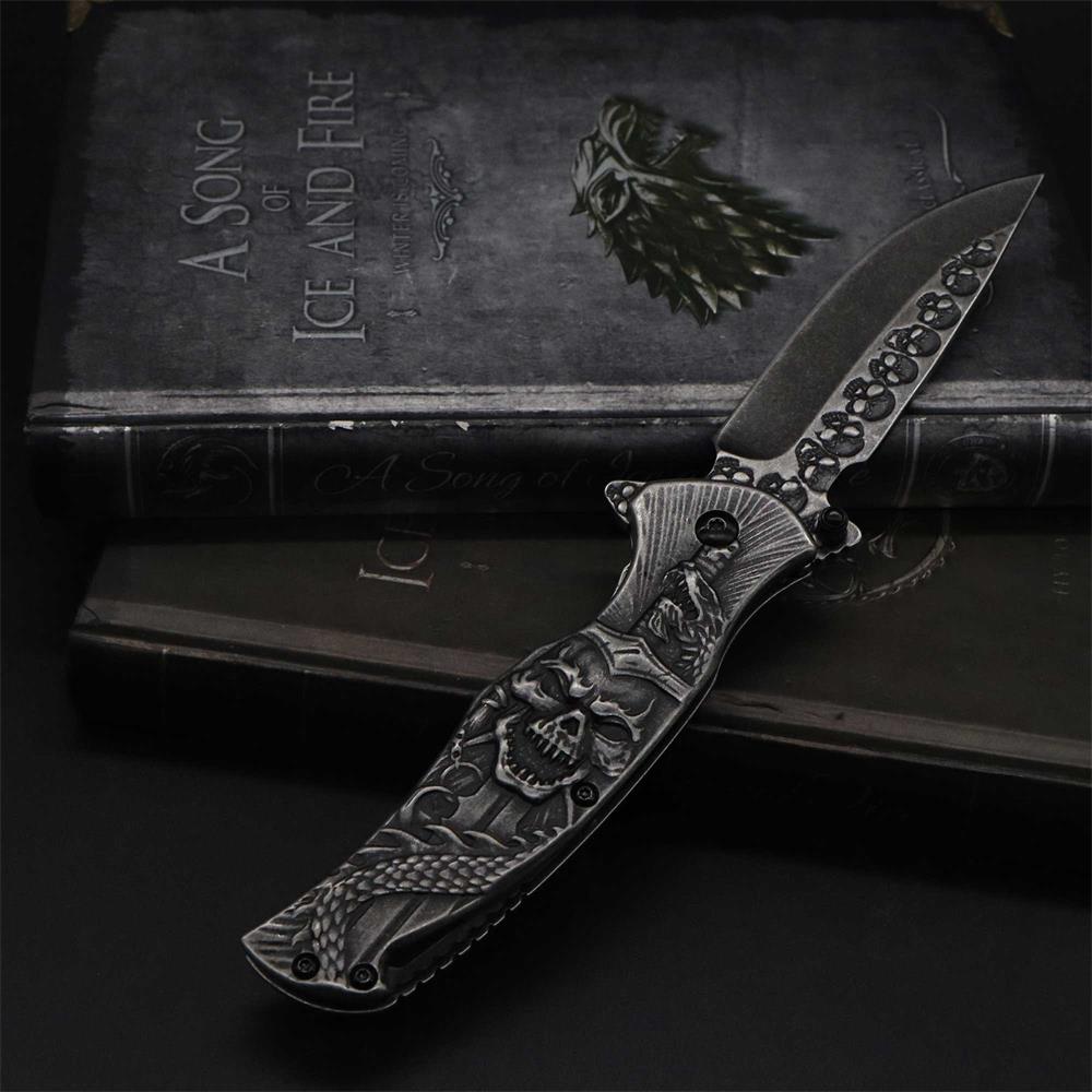 Snake Skull Relief Folding Knife - Tophatter Daily Deals