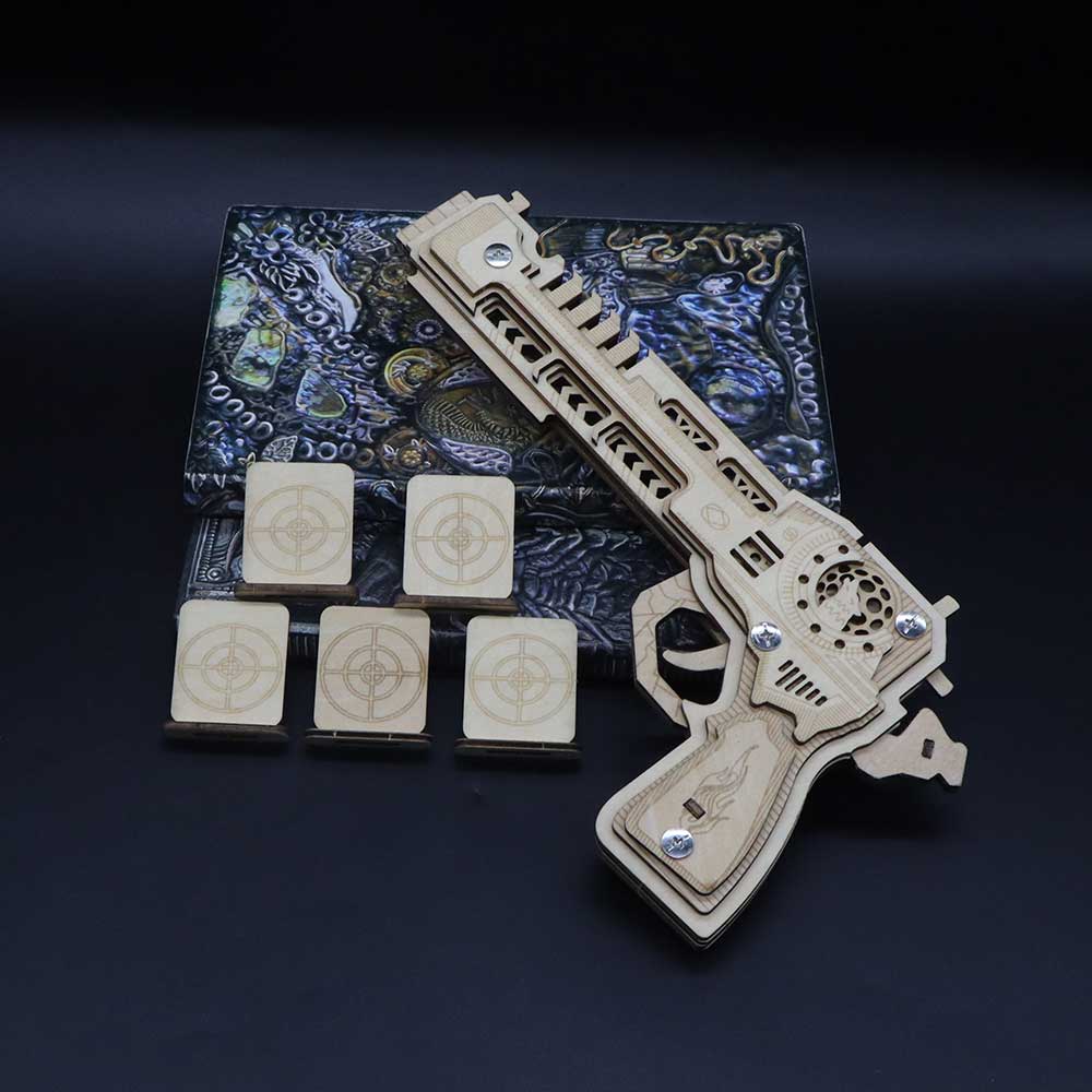 3D Gun Puzzle Wooden Rubber Band Gun Model Kit - Tophatter Daily Deals