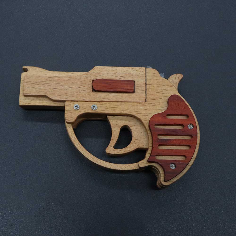 Solid Wood Mini Revolver Rubber Band Gun - Tophatter Daily Deals