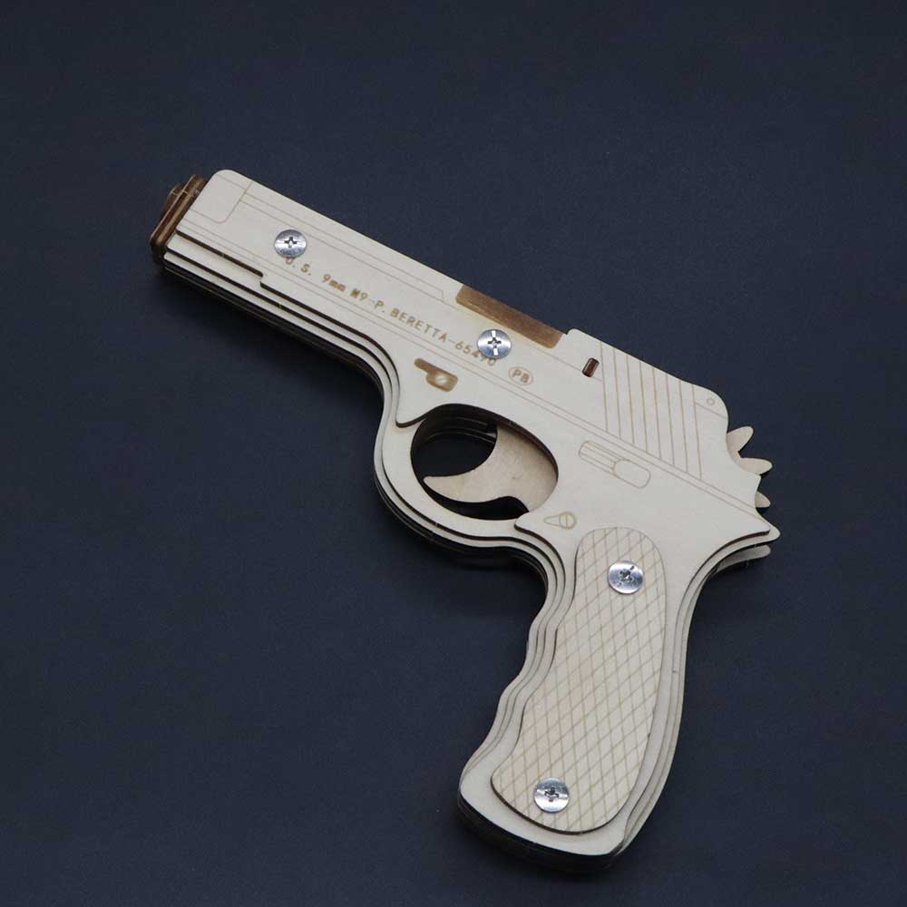 Assembled Beretta Wooden Rubber Band Gun Model Kit - Tophatter Daily Deals