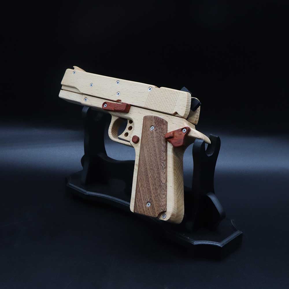 Assembled M1911 Wooden Replica Rubber Band Gun - Tophatter Daily Deals
