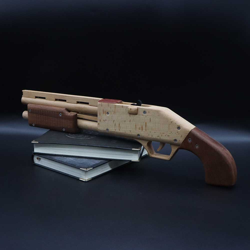 Assembled M37 Shotgun Rubber Band Wooden Replica Gun - Tophatter Daily Deals