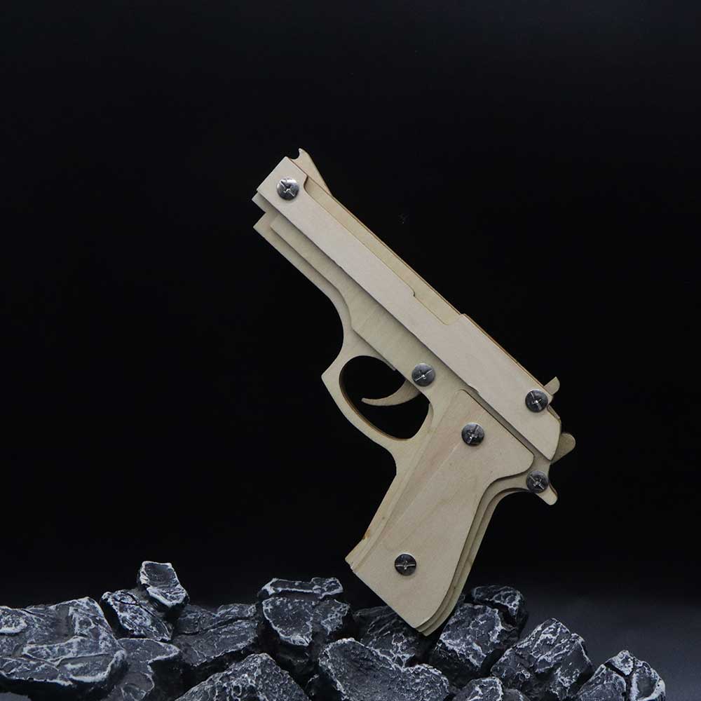 Assembled M92F Wooden Rubber Band Gun - Tophatter Daily Deals