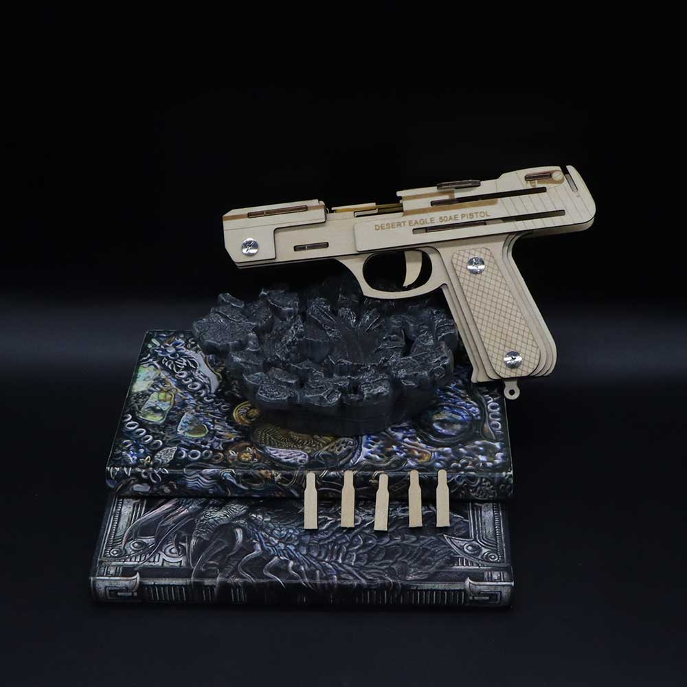 Assembled Wooden Rubber Band Gun Pistol Model Kit With Wooden bullets - Tophatter Daily Deals
