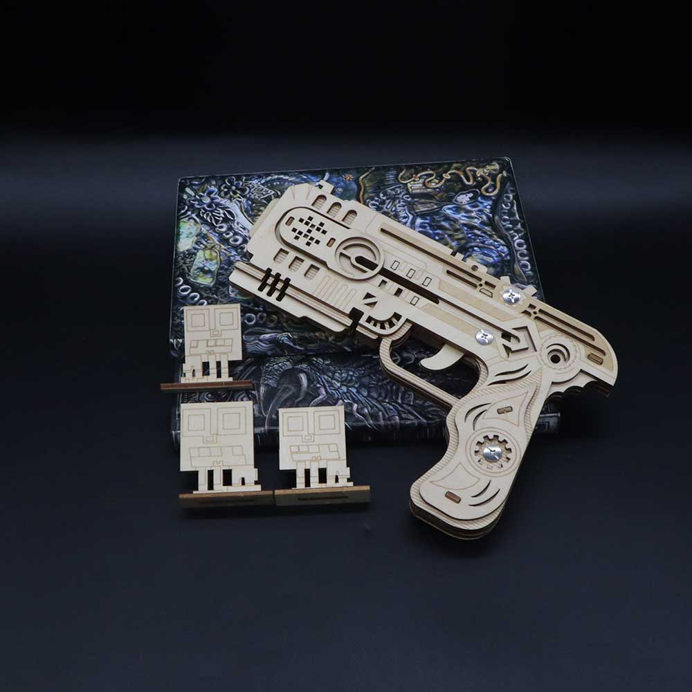 3D Wooden Kit Training Dragon Rubber Band Pistol Model Kit - Tophatter Daily Deals