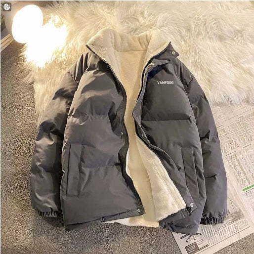 Warm Relaxed Women’s Puffer Jacket - Oversized Fleece Winter Grey 3D Changing Face Moving Picture Frame - Tophatter Daily Deals
