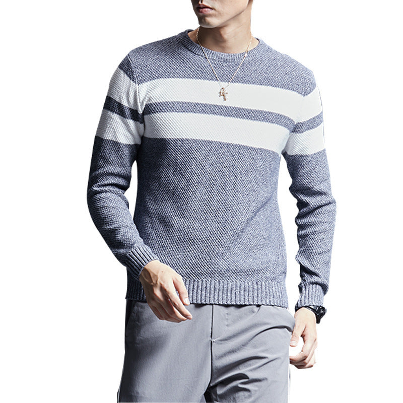 Soft Men's Crew Sweater - Diagonal Stripe, Cotton, Fall 3D Changing Face Moving Picture Frame - Tophatter Daily Deals