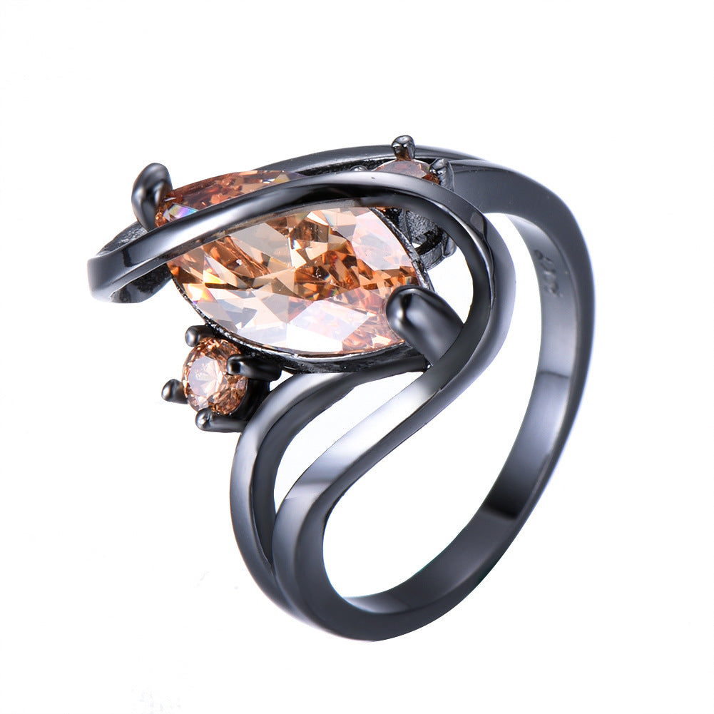 Black Gold S Shaped Zircon High End Diamond Ring For Men Champagne 0 - Tophatter Daily Deals
