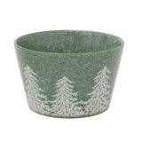 Green Embossed Christmas Tree Bowl | Festive Reactive Glaze Stoneware Bowl Bowl - Tophatter Daily Deals