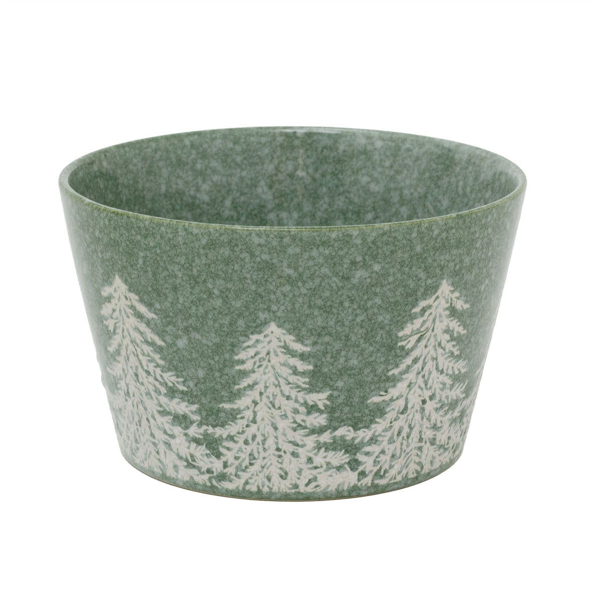 Green Embossed Christmas Tree Bowl | Festive Reactive Glaze Stoneware Bowl Bowl - Tophatter Daily Deals