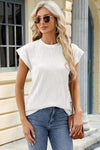 Round Neck Cap Sleeve T-Shirt White Women's T-Shirts - Tophatter Daily Deals