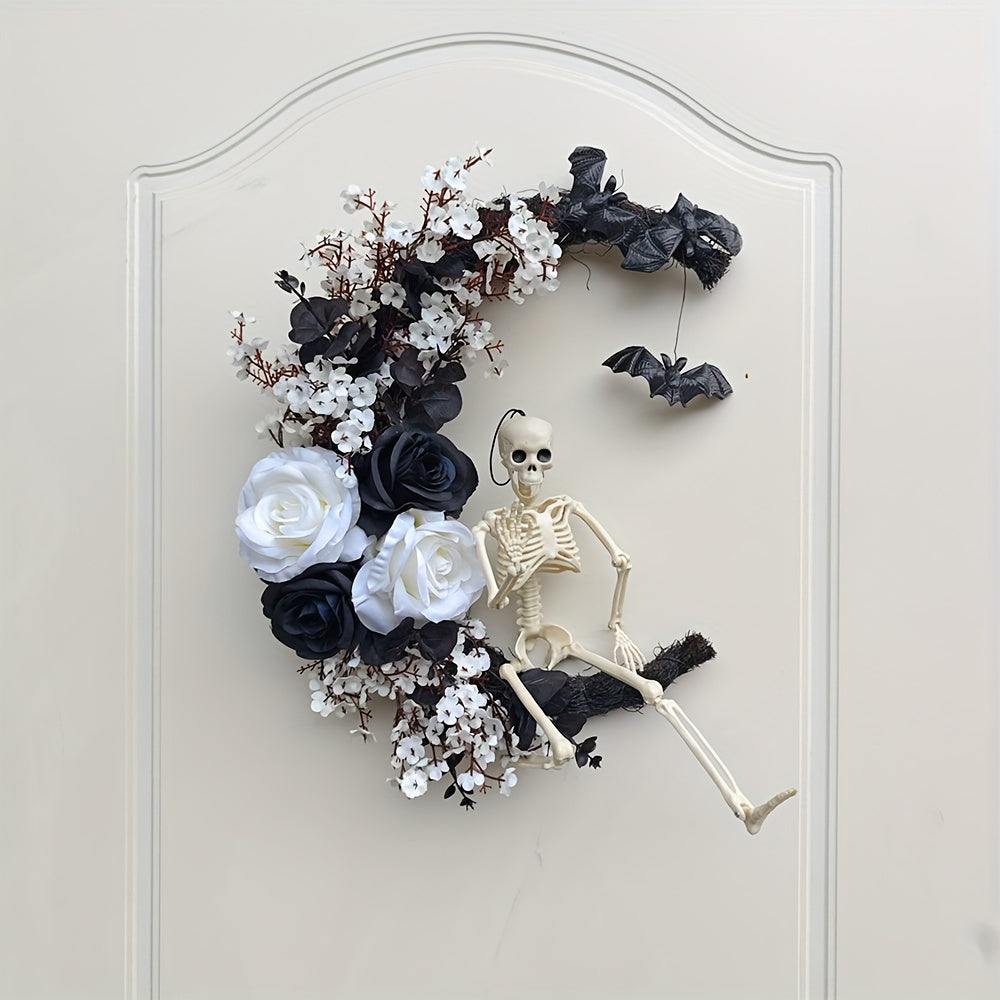 Gothic Halloween Wreath Skull Bats Halloween - Tophatter Daily Deals