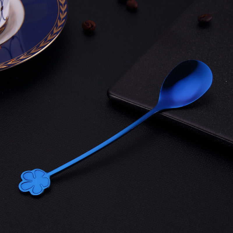 304 Stainless Steel Spoon Gold Plated Dessert Spoon Coffee Stir Spoon Stainless Steel Ice Bar Spoon Blue 0 - Tophatter Daily Deals