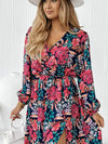 Printed Long Sleeve Slit Dress Casual Dresses - Tophatter Daily Deals