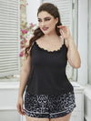 Plus Size Lace Trim Scoop Neck Cami and Printed Shorts Pajama Set Loungewear Sets - Tophatter Daily Deals