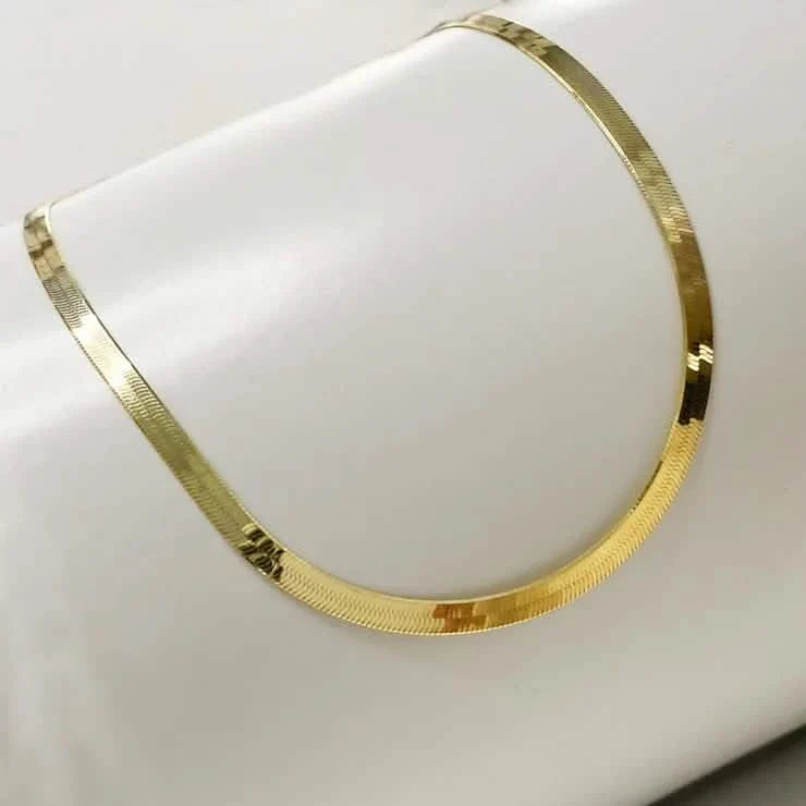 14K Flat Snake Choker Necklace 16" Necklaces - Tophatter Daily Deals