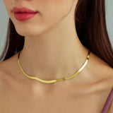 14K Flat Snake Choker Necklace 16" Necklaces - Tophatter Daily Deals