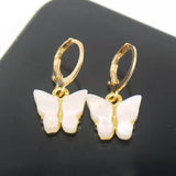 14K Gold and Lab Created Opal Butterfly Drop Earring White Earrings - Tophatter Daily Deals