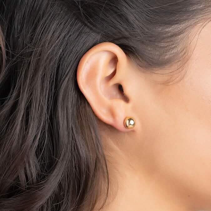 14k Gold Ball Stud Earrings, High Polish Finish Ball Studs Earrings - Tophatter Daily Deals