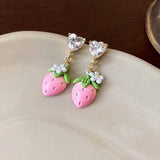 14K-Gold Cute Strawberry Hanging Earring Earrings - Tophatter Daily Deals