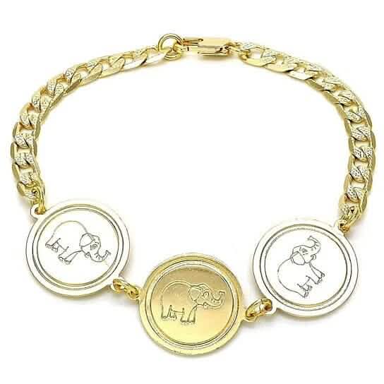 14k Gold Filled High Polish Finsh Cuban Curb Coin Bracelet Elephant Bracelets - Tophatter Daily Deals