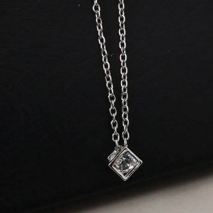 14K Gold Love Cube Three-Dimensional Diamond Shape Necklace Cz Pendant Necklaces - Tophatter Daily Deals