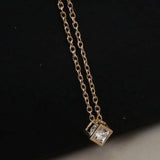 14K Gold Love Cube Three-Dimensional Diamond Shape Necklace Cz Pendant Necklaces - Tophatter Daily Deals