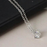 14K Gold Love Cube Three-Dimensional Diamond Shape Necklace Cz Pendant White Gold Necklaces - Tophatter Daily Deals