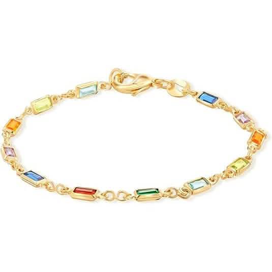 14K Gold Multicolor Crystal Bracelet Bracelets - Tophatter Daily Deals