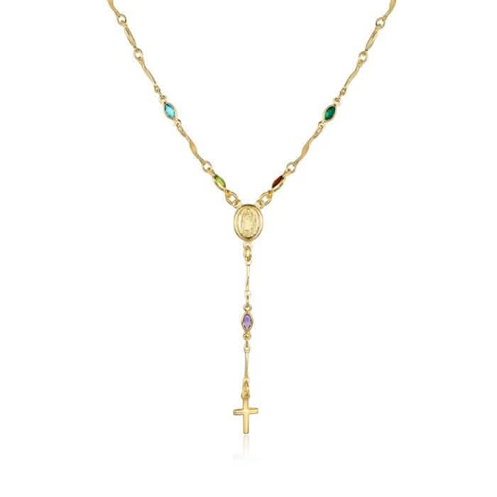 14K Gold Multicolor Virgin Mary Necklace Necklaces - Tophatter Daily Deals