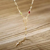 14K Gold Multicolor Virgin Mary Necklace Necklaces - Tophatter Daily Deals