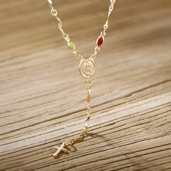 14K Gold Multicolor Virgin Mary Necklace Necklaces - Tophatter Daily Deals