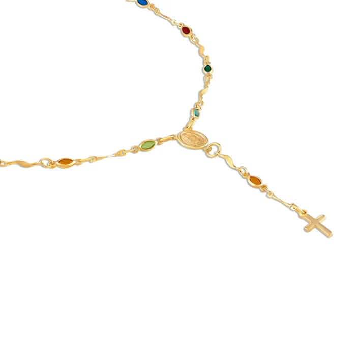 14K Gold Multicolor Virgin Mary Necklace Necklaces - Tophatter Daily Deals