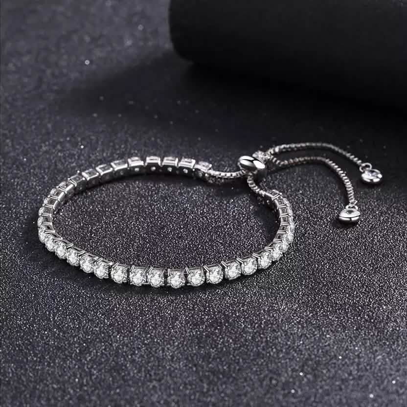 14K White Gold Tennis Bracelets with Crystals from Swarovski Adjustable Bracelets - Tophatter Daily Deals