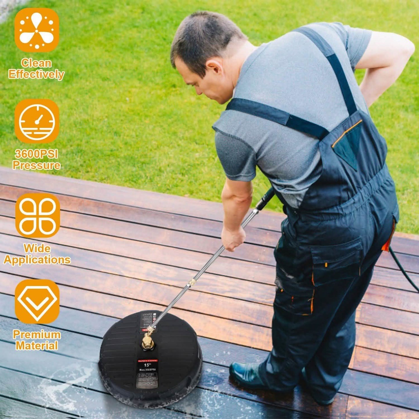 15" High Pressure Flat Surface Cleaner Household Appliances - Tophatter Daily Deals