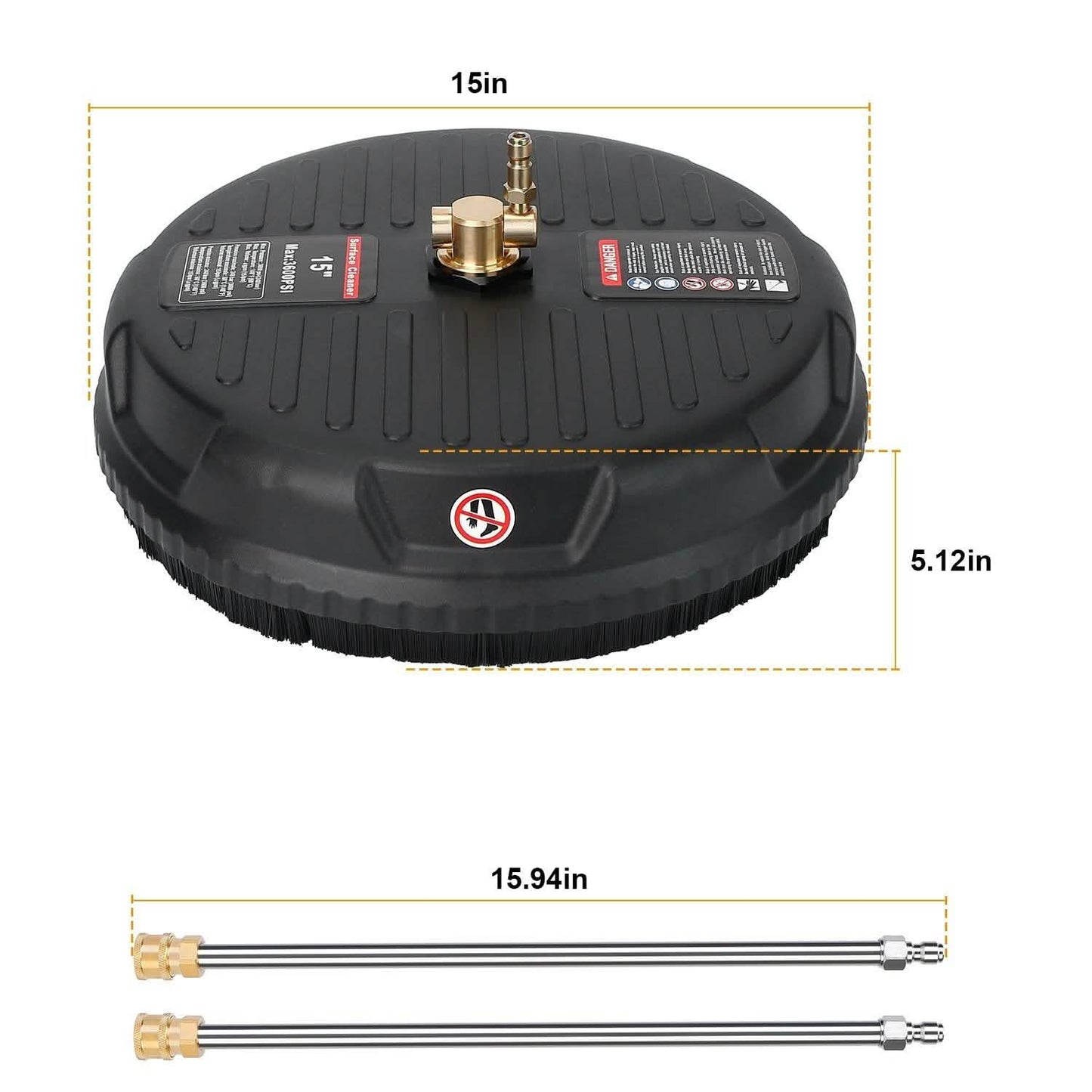 15" High Pressure Flat Surface Cleaner Household Appliances - Tophatter Daily Deals