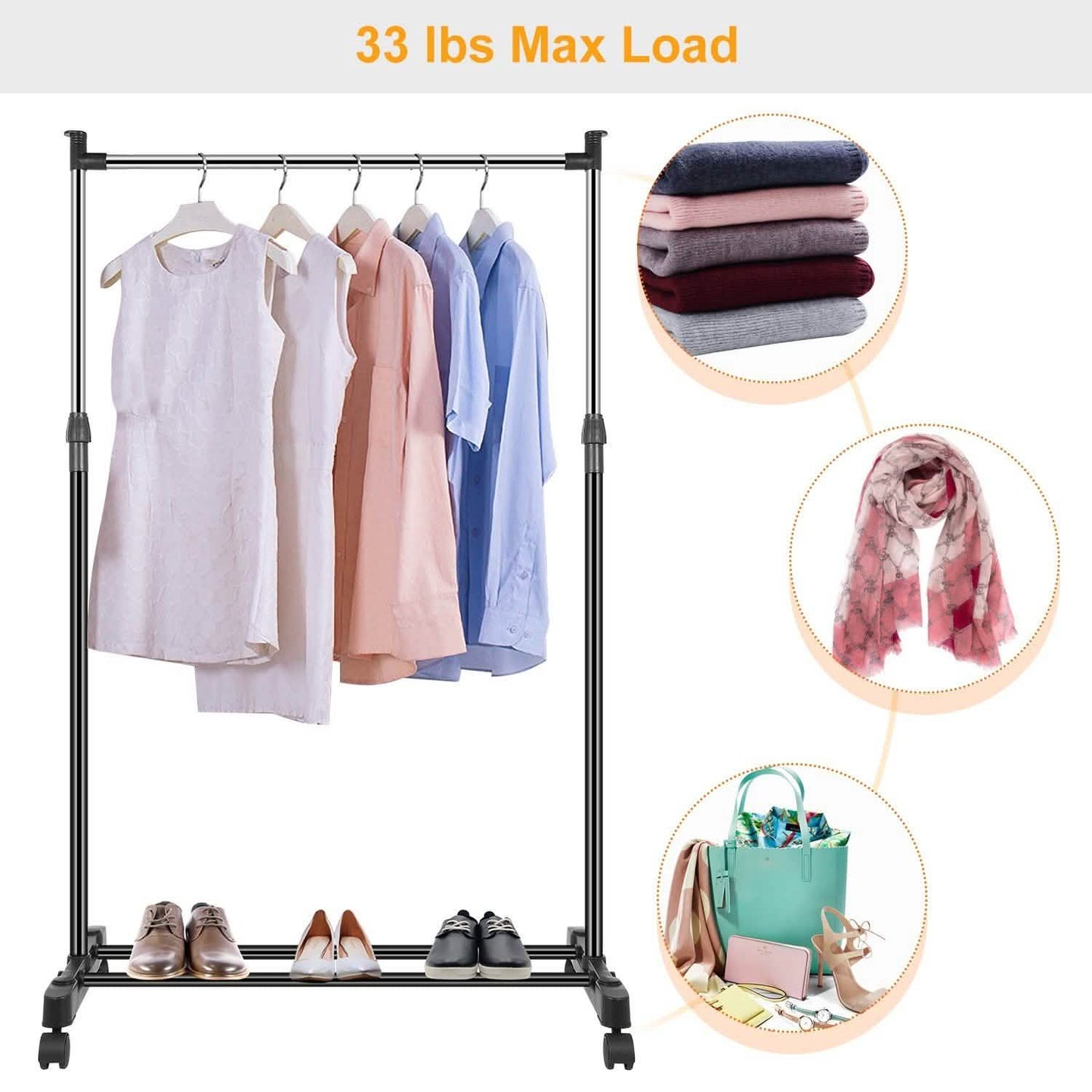 15 kg./33 lbs. Height Adjustable Garment Racks Storage & Organization - Tophatter Daily Deals