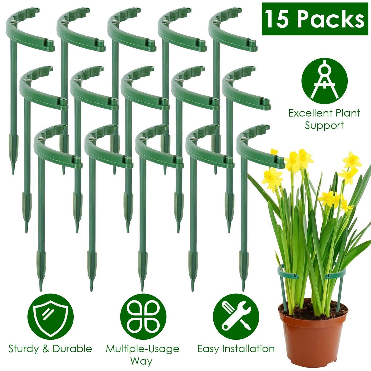 15-Piece: Garden Plant Support Stakes Garden & Patio - Tophatter Daily Deals