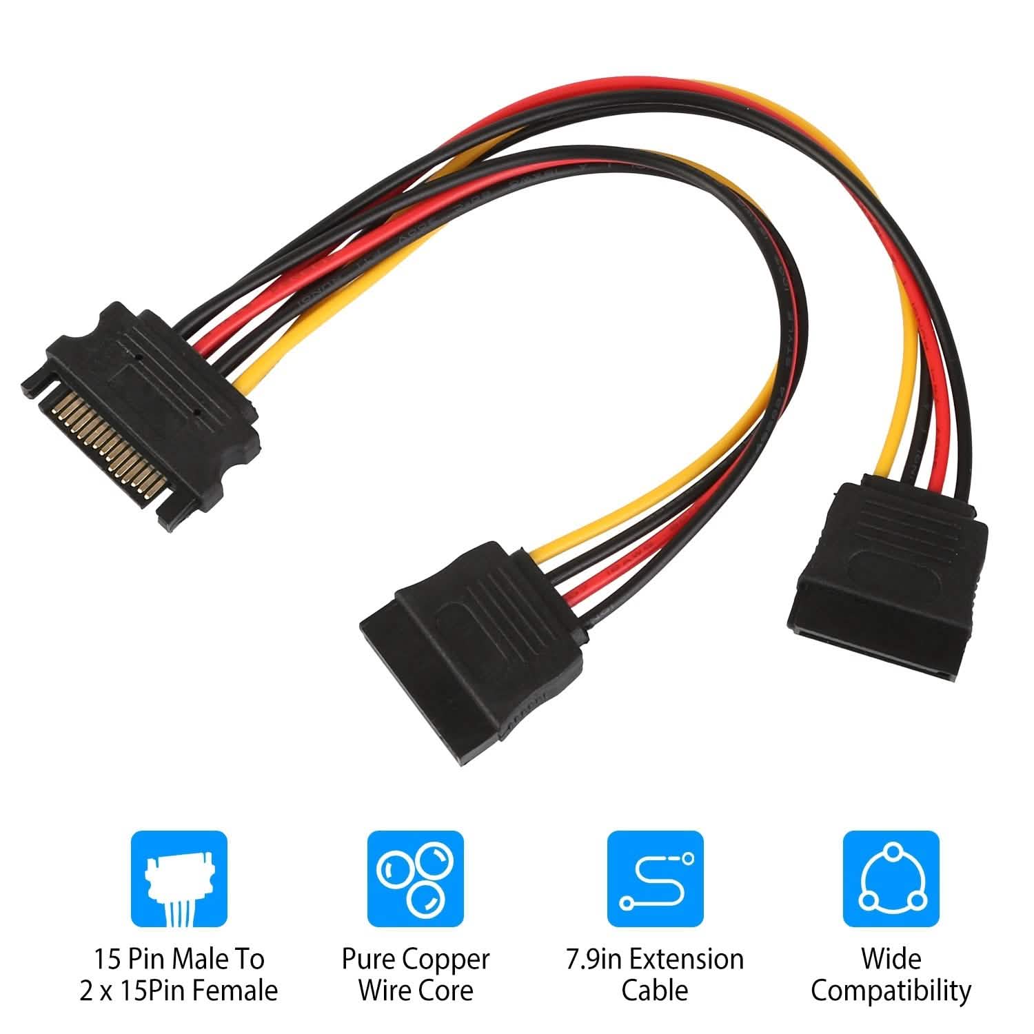 15 Pin Y Splitter Cable Adapter TV & Video - Tophatter Daily Deals