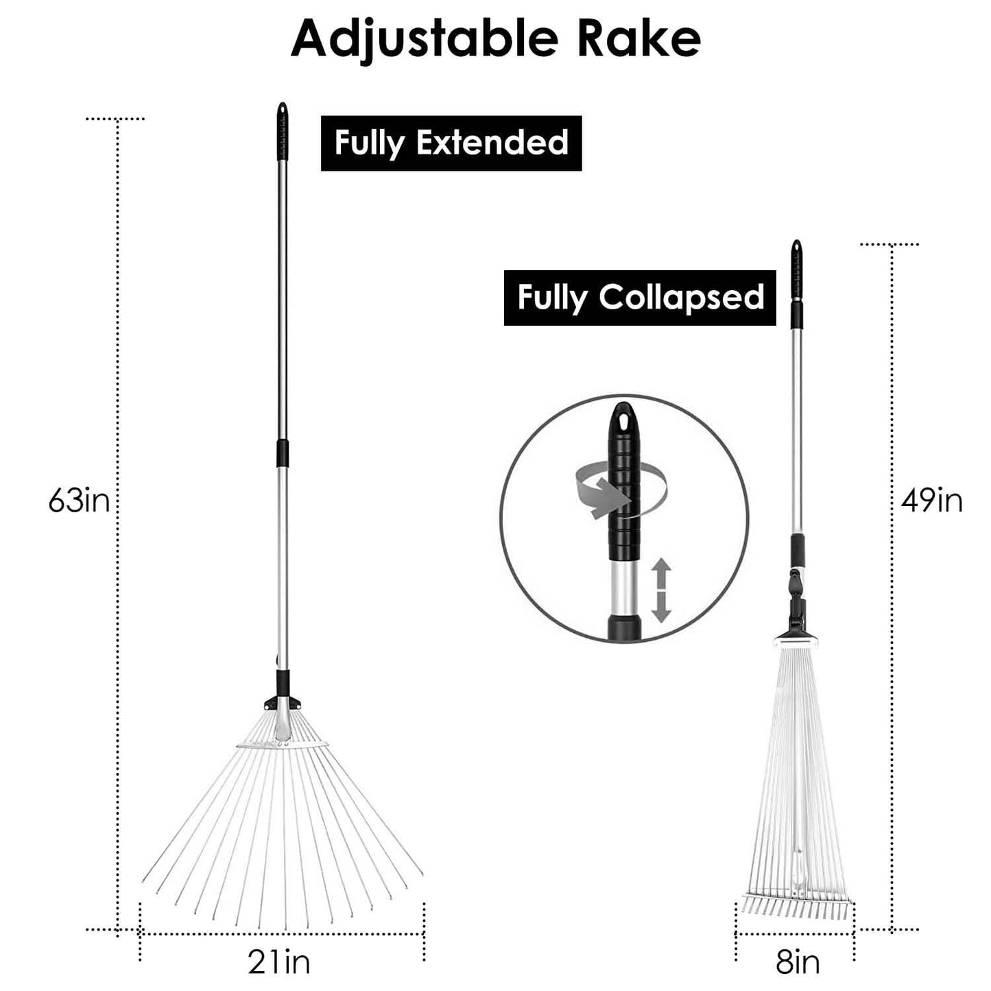 15-Teeth Expanding Stainless Steel Rake Garden & Patio - Tophatter Daily Deals