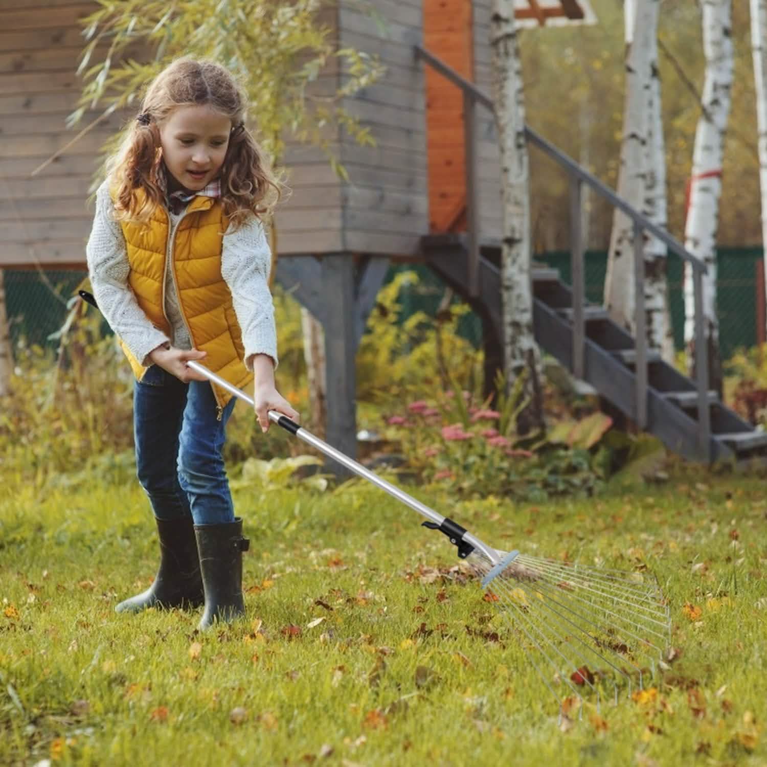 15-Teeth Expanding Stainless Steel Rake Garden & Patio - Tophatter Daily Deals