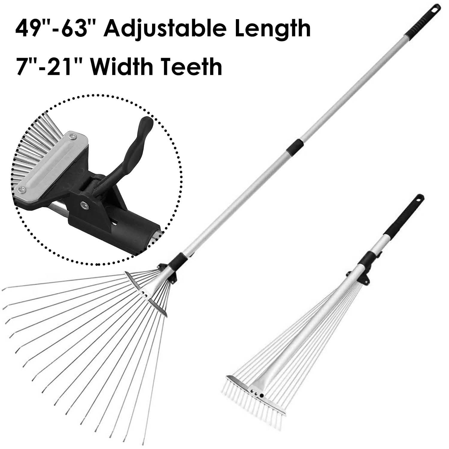 15-Teeth Expanding Stainless Steel Rake Garden & Patio - Tophatter Daily Deals